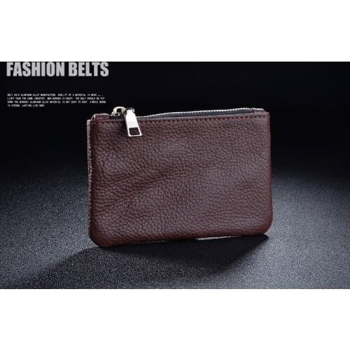 Cowhide Coin Purse Men Genuine Leather Short Wallets Men Women Vintage Slim Zipper Short Wallets Card Holder Cards Purse