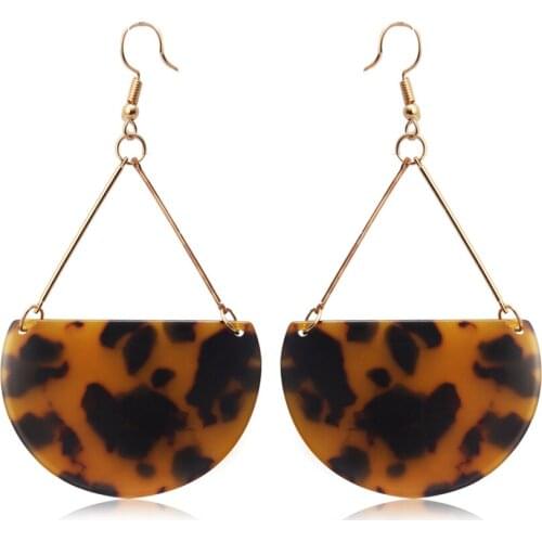 2019 Hot sell New arrival fashion ltortoiseshell semicircle drop earrings for women Acetate earrings jewelry