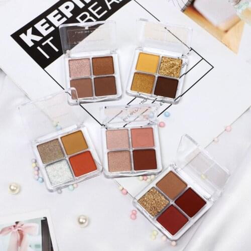 LRE BEAUTY Four-color Eyeshadow Matte Glitter Eyeshadow Palette Shimmer Shine Pearlescent Waterproof Sequin Eye Shadow TSLM2