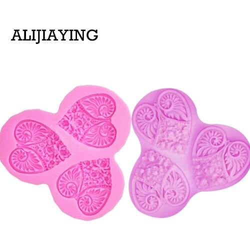M0048 Wedding Cake Decoration Heart-shaped Sugar Craft Tool Rose Love Fondant Form Silicone Mold Chocolate Diy Baking