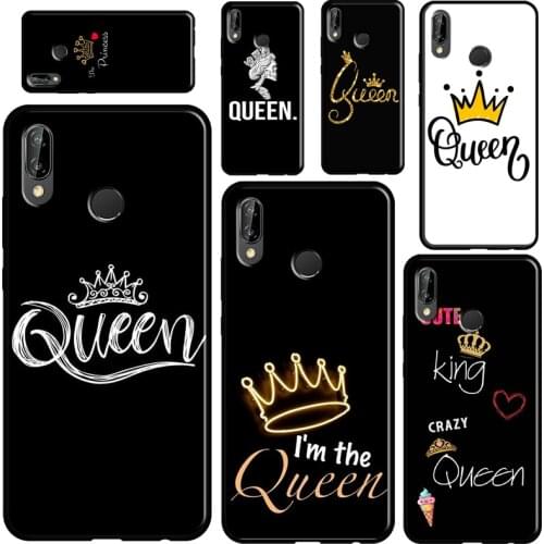 Cute King Queen Crown Case For Huawei P30 Lite P40 P20 Pro Mate 20 Lite P Smart Z 2019 2021 Nova 5T Cover Shell