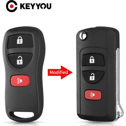 KEYYOU Modified Flip Folding Remote Car Key Shell Case For NISSAN Pathfinder Titan Versa Maxima Frontier Xterra Murano INFINITI