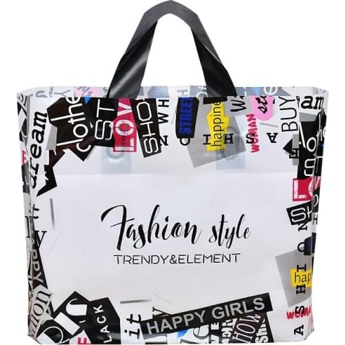 Fashon Cosmetic Plastic Bags with Handles Customized Clothing Package Bags Portable Shopping Bags for Boutique