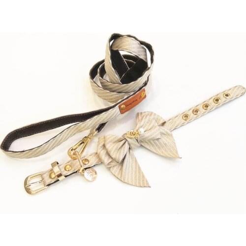 Fashion Designer Exquisite Dog Collar Leash Set Bowknot Pet Collar for Small Medium Dogs Luxury Gift Dog Collar Walking Lead