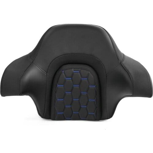 Motorcycle Black Blue Driver Passenger Seat & Backrest Pad Set For Harley Touring Road King Street Glide 2014-2020 2009-2020