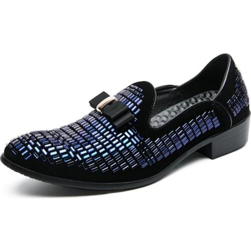 Men Shoes White Blue Shiny Loafers Slip On Soft Comfortable Casual Shoes Men Wedding Party Shoes Mens Dress Shoes Big Size 38-48