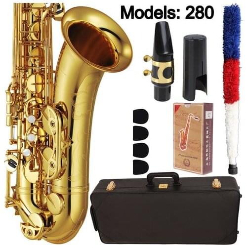 Music Fancier Club Tenor Saxophone 280 Gold Lacquer Case Sax Tenor Mouthpiece Ligature Reeds Neck Musical Instrument Accessories