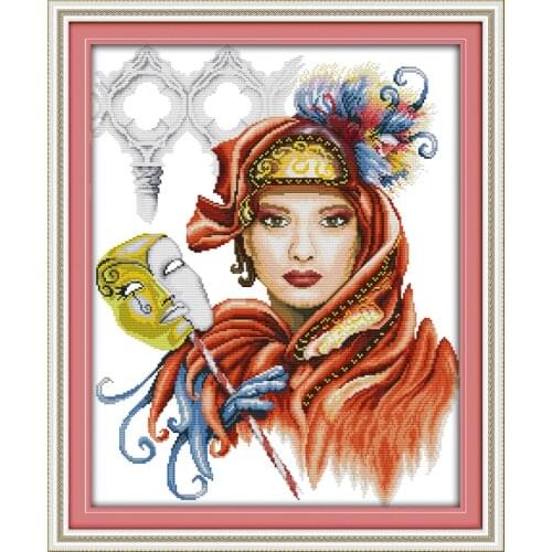 Masquerade Ball People Cotton Cross stitch kits 11CT Print Paintings Embroidery DIY Handmade Needlework Home Decor Ricamo