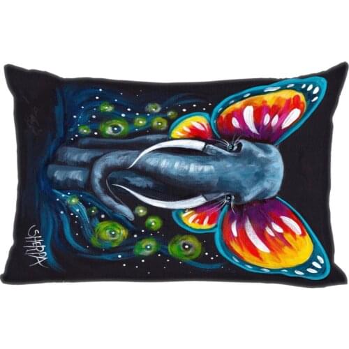 Elephant Art Pillow Cover Bedroom Home Office Decorative Pillowcase Rectangle Zipper Pillow Cases Satin Fabric A12.21
