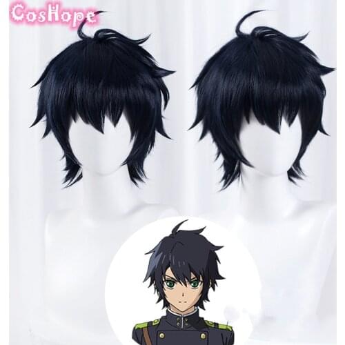 Yuichiro Hyakuya Cosplay Seraph Of The End Cosplay Short Black Wig Cosplay Anime Cosplay Wigs Heat Resistant Synthetic Wigs