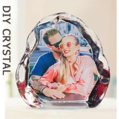 Personalized Crystal Photo Frame Customized Lovers Wedding Crystal Glass Frame Home Decor Figurines Christmas Gift Mothers Day