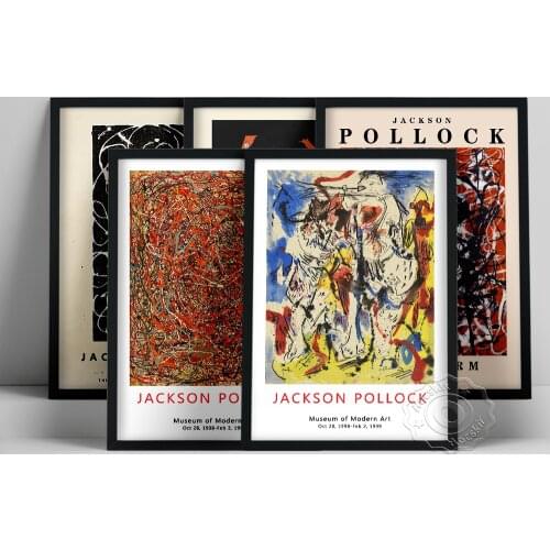 Jackson Pollock Exhibition Poster, Pollock Free Form Prints, Abstract Expressionism Drip Painting, Clutter Line Wall Stickers