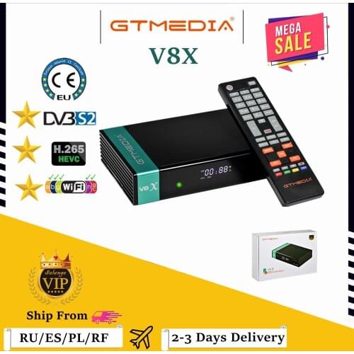 New HD GTmedia V8X Satellite TV Receiver Freesat V8 Super Updated from GTmedia V8 Nova V9 Super Built-in WIFI ship spain poland