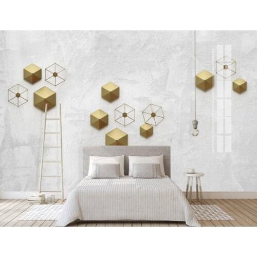 Custom light luxury 3d metal hollow wall living room bedroom office decorative line rhombus background painting wall wallpaper