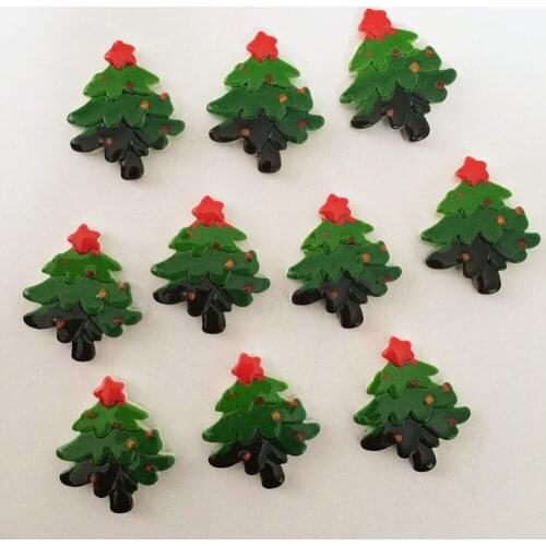 Hand Painted Resin Kawaii Colorful Mini Christmas Tree Flatback Cabochon Stone 20PCS Scrapbook DIY Decor Home Figurine Crafts