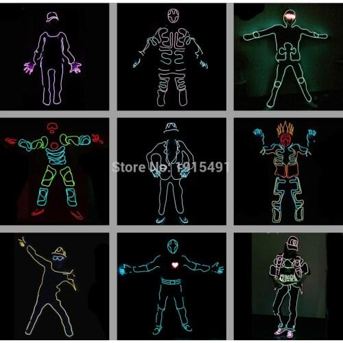 Stage Performance Glowing Costume EL Wire Clothing Night Club Dance Show Neon Led Suit DIY Materials