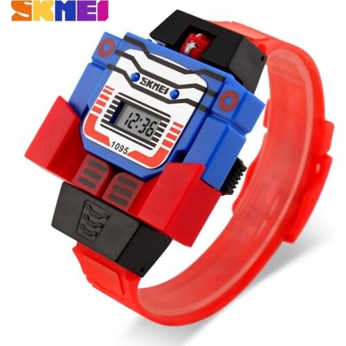 SKMEI Children LED Digital Watch Creative Cartoon Sports Watches Deformed Robot Toys Boys Wristwatches 1095