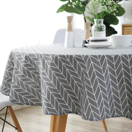 Nordic Modern Round Table Cloth Triangle Yellow Rice Word Ash Arrow Printing Tablecloth Kitchen Decor Home Textile Table Cover