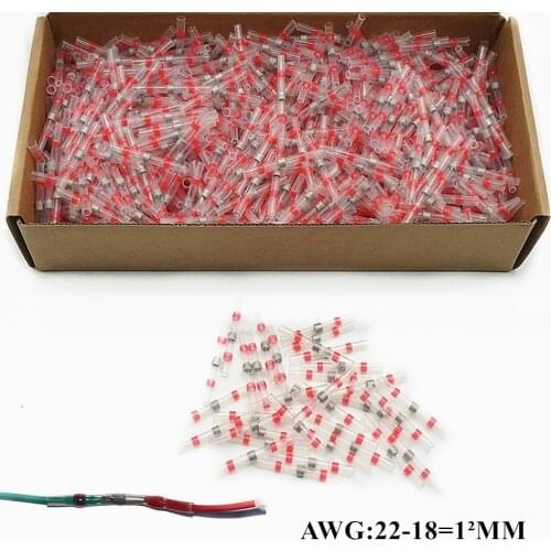 AWG22-18 100/300/500PCS Heat Shrink Soldering Sleeve Insulated Waterproof Electrical Butt Splice Wire Butt Connectors Terminals