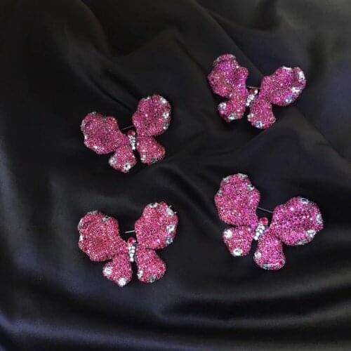 Vivid color butterfly brooch pins & pendant double use rose red color insect pave stone fine women jewelry free shipping smart