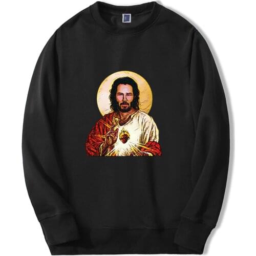 Funny desgin Holy Keanu jesus Mens Sweatshirt Hoodies Casual Harajuku Streetwear Fashion Pullover Fitness Sportswear