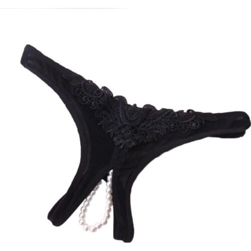 Ladies open crotch panties with pearl Sexy Underwear Underpants Lace G-String Briefs Sex crotchless panties plus size for women