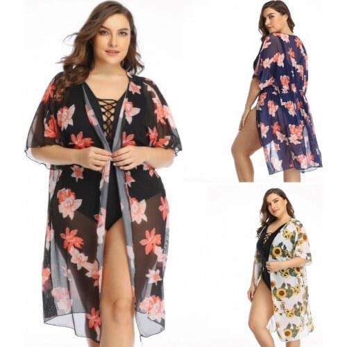 Womens Beach Dress Cover Up Wear Swimsuit Bikini Cover-up Chiffon Sarong Summer Dresses Tunic Women Long Beachwear Kaftan Cloak