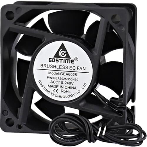 1Pcs Axial Cooler 6cm 6025B EC 2.4 inches Ball Bearing 60*60*25mm AC 110V 115V 220V 240V EC Brushless Cooling Fan 60mm x 25mm