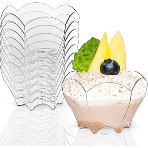 12pcs Disposable Plastic Dessert Cup Tableware Transparent Mini Ice Cream Mousse Cup For Home Summer Party