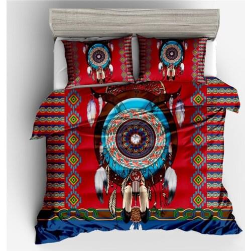 2/3 Piece Full Comforter Set Style Colored Bohemian Totem Dream Duvet Cover Catcher Bedding Set with Pillowcases Queen Size