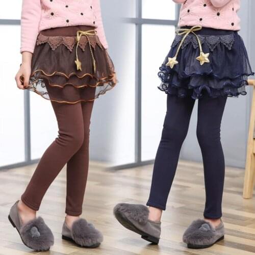 2019 Warm Thick Spring Fall Winter Toddler Teen Girls Leggings Kids Bow Tutu Skirt Pants Child Trousers Cotton Girl Legging