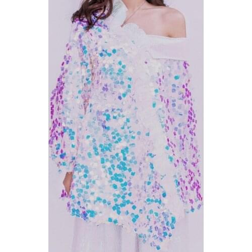 2021 Laser Gradient Sequins Cloth Reflective Fabric 150cm Width For Dress Diy Handmade Crafts Fashion Mesh Needlework Lace Trim