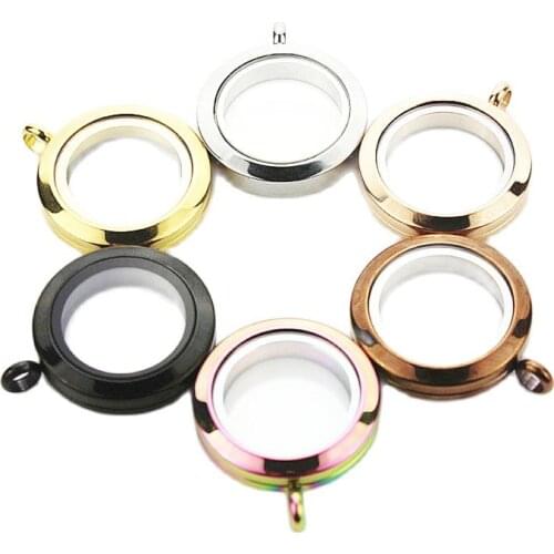 30MM Floating Locket fit Floating Charms 316L Stainless Steel Waterproof Lockets Pendant Round Memory Charm Locket