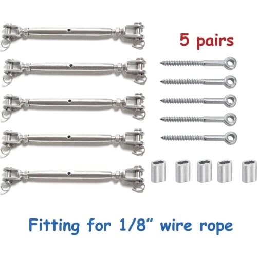 316 Stainless Steel Cable Railing Kits Include Jaw Swage Stud Turnbuckle Eye Screw Bolts Ferrule For Home or Garden Improvement