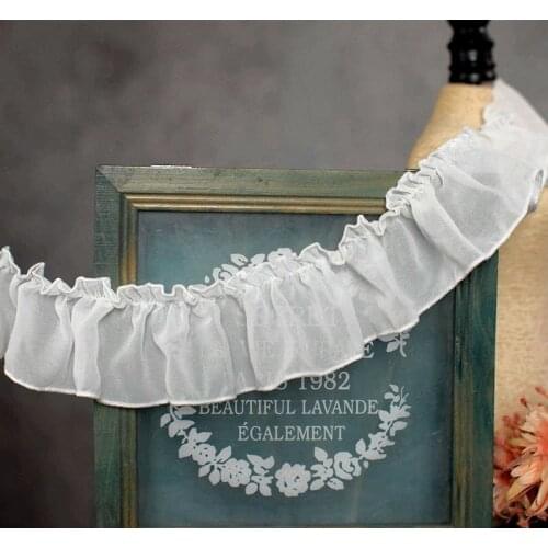 4meter rice white pearl chiffon fungus fold lace accessories Lolita dress skirt home bedding curtains