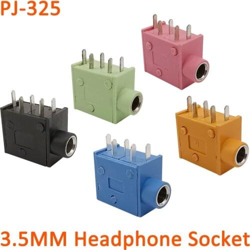 5Pcs/Lot PJ-325 Audio 3.5mm Headphone Jack Multicolor PJ-325 3.5MM Stereo Female Socket 3.5 Audio Earphone Connector Adapter