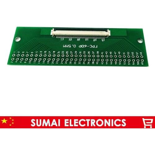 60 pin 0.5mm FPC/FFC PCB connector socket adapter board,60P flat cable one-sided socket