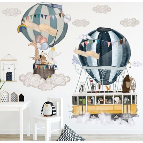 68*83cm Animal Balloon Wall Sticker Painting for Baby Room Kids Bedroom Nursery Wall Decals Adhesive Poster adesivo de parede