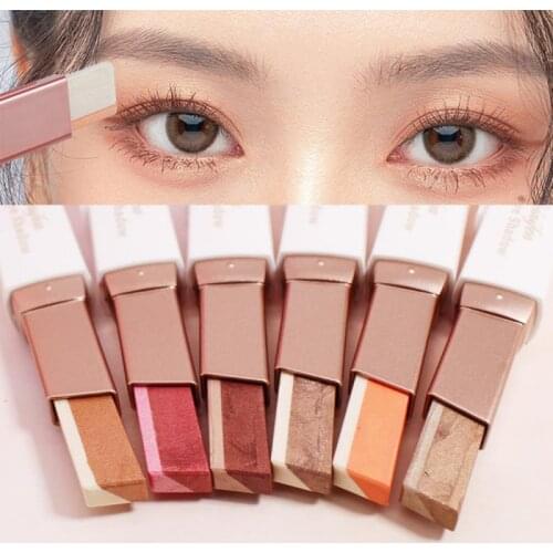 Glitter Gradient Eyeshadow Stick Double Color Gradient Velvet Stereo Eye Shadow Sticks Waterproof Shimmer Metallic Eye Makeup