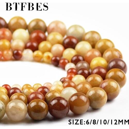 BTFBES Golden Finch Beads Natural Stone LIGHTER IMPERIAL 6 8 10 12mm Gold Color Round Loose Bead For Jewelry Bracelet Making DIY