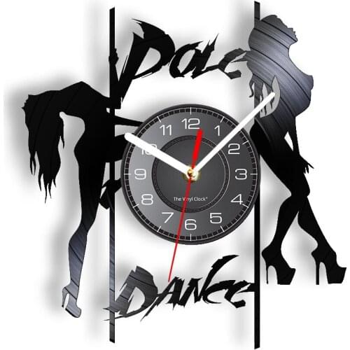 Sexy Girls Silhouette Pole Dance Retro Album Wall Clock Steal Tube Dance Erotic Dancing Vinyl Record Clock Acrobatics Home Decor