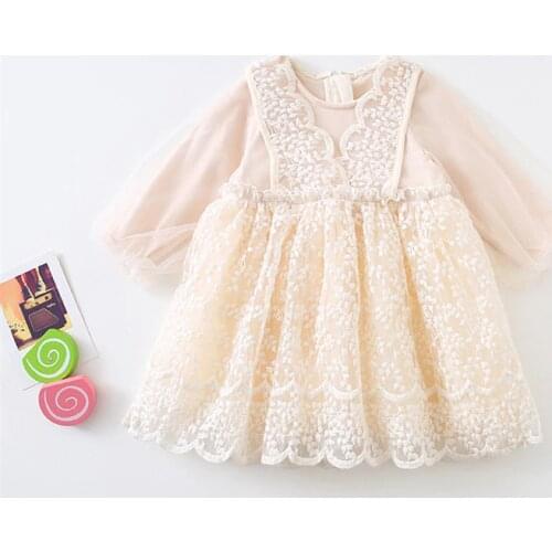Lovely cozy mesh tulle infant baby girls dress fall cotton long sleeve kids dresses for girls costumes clothes toddler vestidos