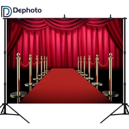DePhoto Photography Backdrop Red Carpet Stage Gold Rope Luxury Party Birthday Photo Studio Background Photo Shoot Prop