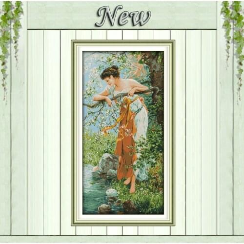 The charm of spring girl home Decor paintings counted print on canvas DMC 11CT 14CT kits Cross Stitch embroidery needlework Sets