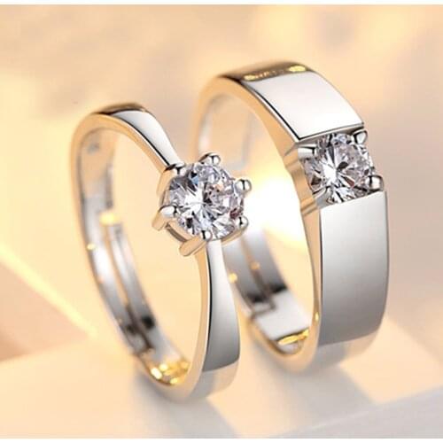 Classic Couple Rings For Men Women CZ Stone Trendy Wedding Lovers' Ring Jewelry Romantic Valentines Day Present Ring Accessory