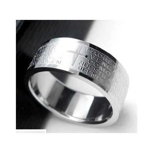 MANGOSKY 8MM 316L Stainless Steel Bible Rings Titanium Steel Rings For Women and Men