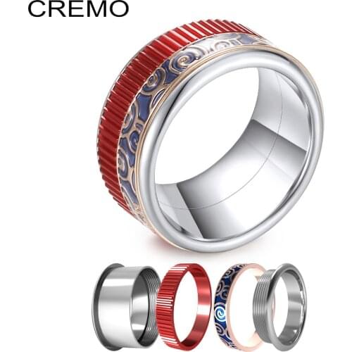 Koaem Circle Stainless Steel Rings Rotating Femme Bijoux Stackable Ring Adjustable Rose Gold Band Trendy Ring Girls Gift