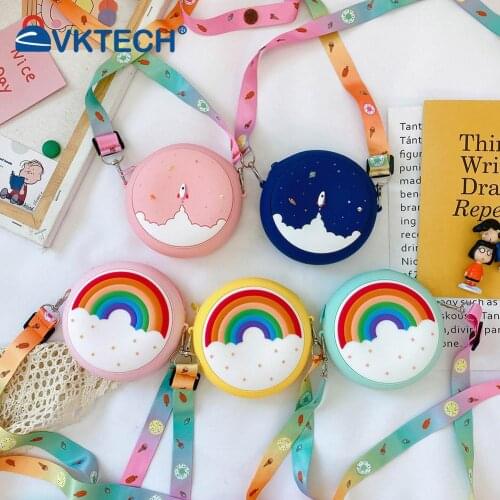 Donut Round Shoulder Bag Kid Toddler Girl Children Crossbody Handbag Adjustable Strap Travel Holiday Rainbow Printed Pocket Pack