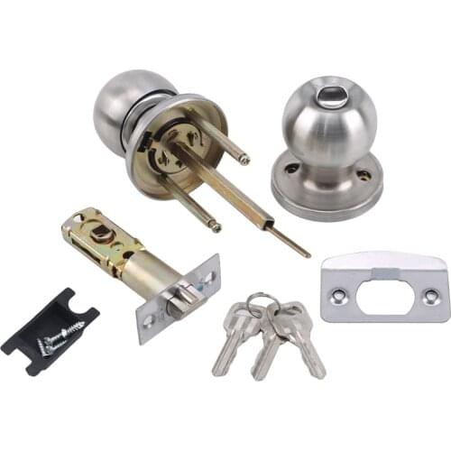Stainless Steel Lock Round Ball Door Knobs Rotation Lock Knobset Handle Entrance Lock With Keys Bedrooms Supplies