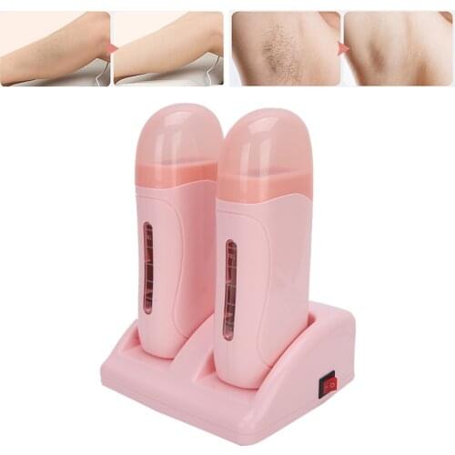 Pink Double Waxing Heater Mini Hair Removal Handheld Wax Heater Wax-melt Machine Professional Hair Removal Tools In Beauty Salon